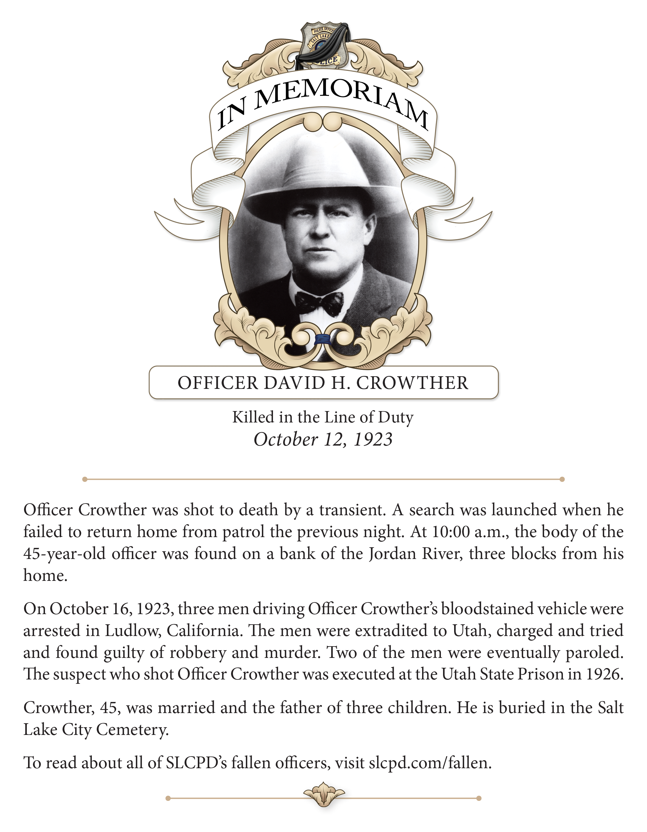 In Memoriam, Officer Crowther (1923)